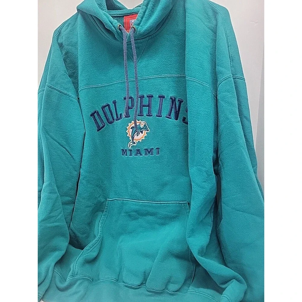 Vintage Miami Dolphins Hoodie Sweatshirt Green  XXL‎ 90s Y2K NFL